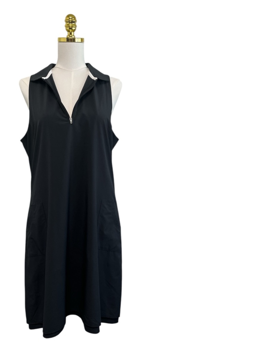 Peter Millar Black Women’s Collegiate Carner sleeveless Sport Layered Dress Sz L